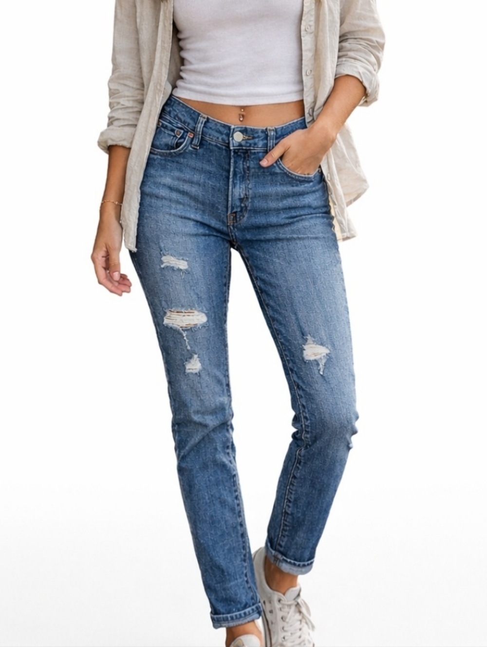 Levi’s Boyfriend Jeans Women Size 28 Distressed Medium Wash Denim Casual Classic